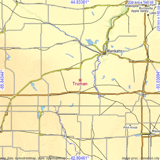 Topographic map of Truman