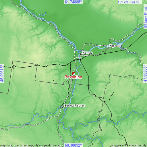 Topographic map of Privodino