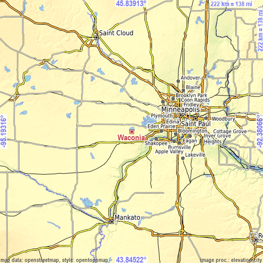 Topographic map of Waconia