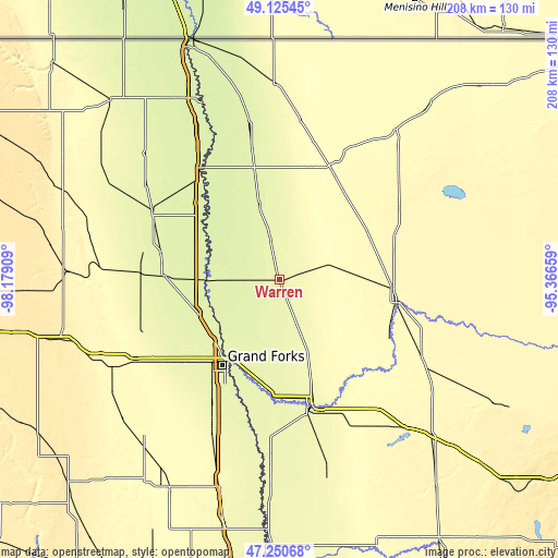 Topographic map of Warren