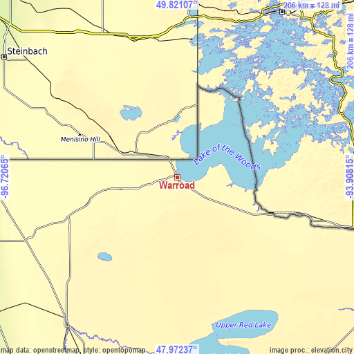 Topographic map of Warroad