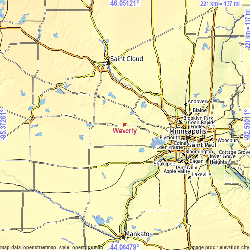 Topographic map of Waverly