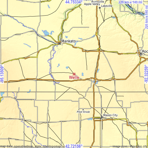 Topographic map of Wells