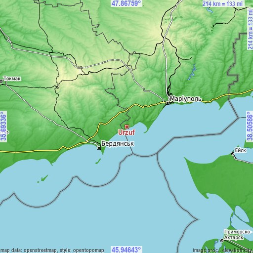 Topographic map of Urzuf