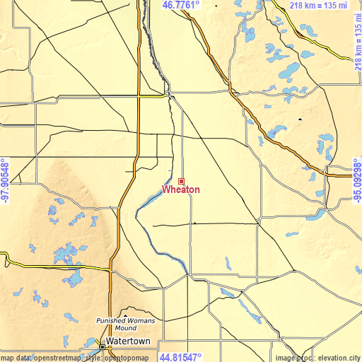 Topographic map of Wheaton