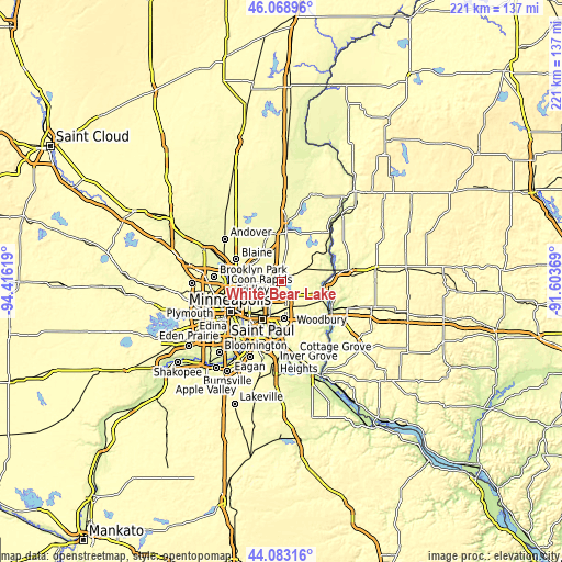 Topographic map of White Bear Lake