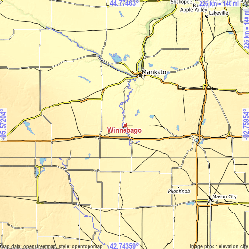 Topographic map of Winnebago