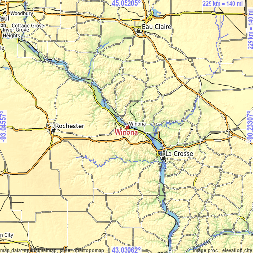 Topographic map of Winona