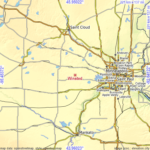 Topographic map of Winsted