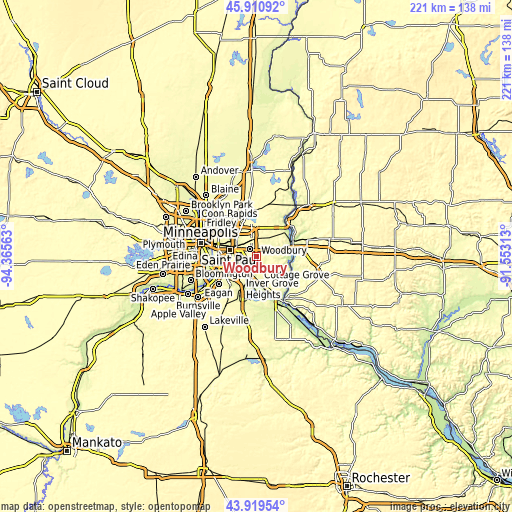 Topographic map of Woodbury