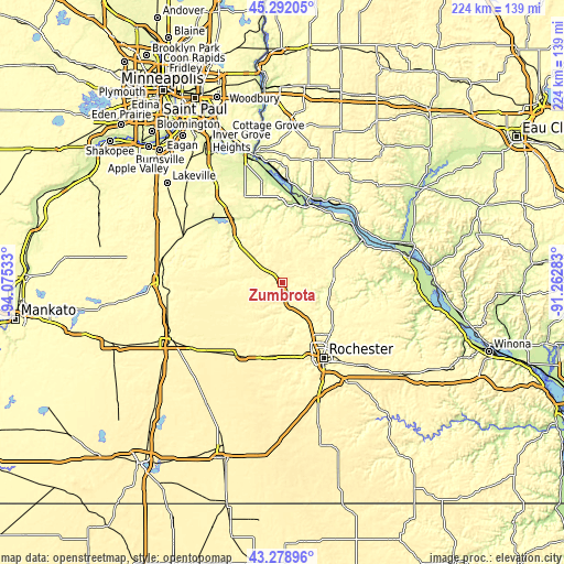 Topographic map of Zumbrota