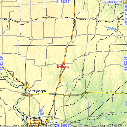 Topographic map of Bethany