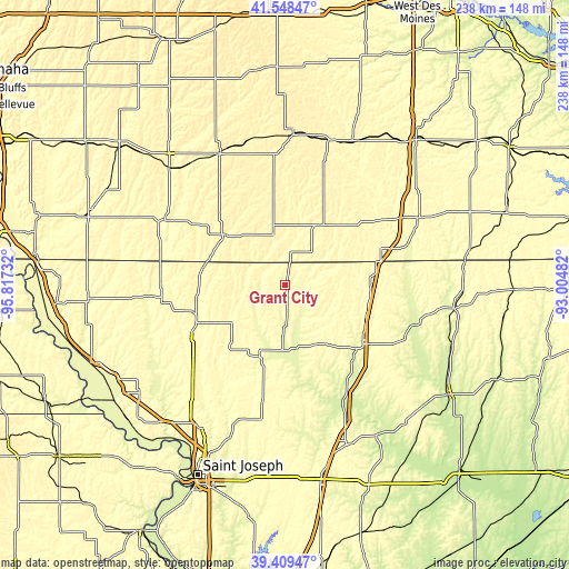 Topographic map of Grant City