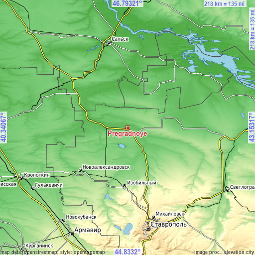 Topographic map of Pregradnoye