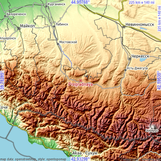 Topographic map of Pregradnaya