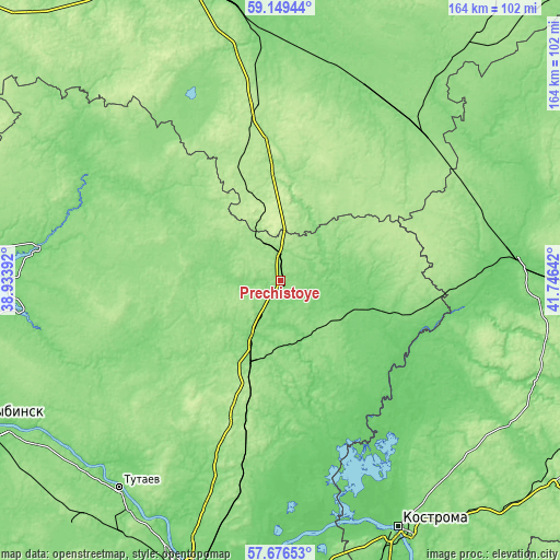 Topographic map of Prechistoye