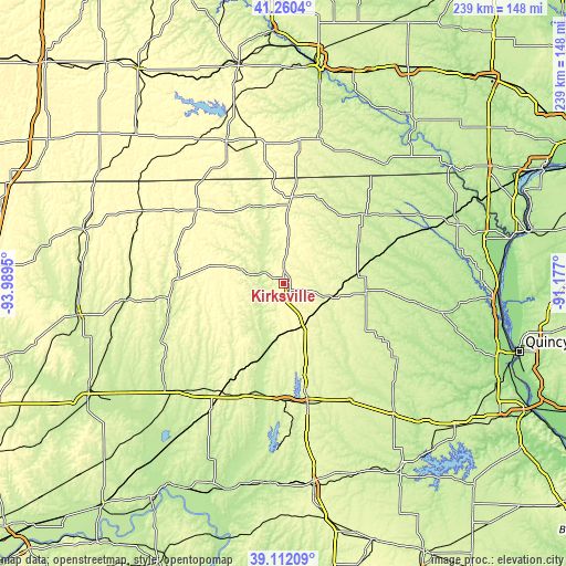 Topographic map of Kirksville