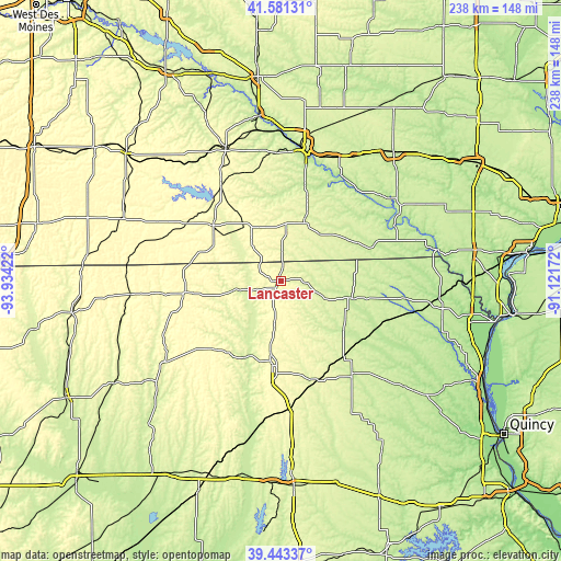 Topographic map of Lancaster