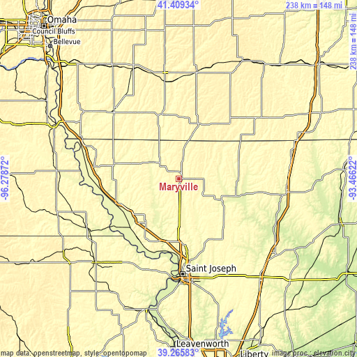 Topographic map of Maryville