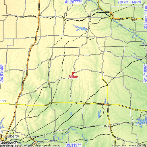 Topographic map of Milan