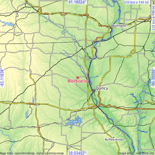 Topographic map of Monticello