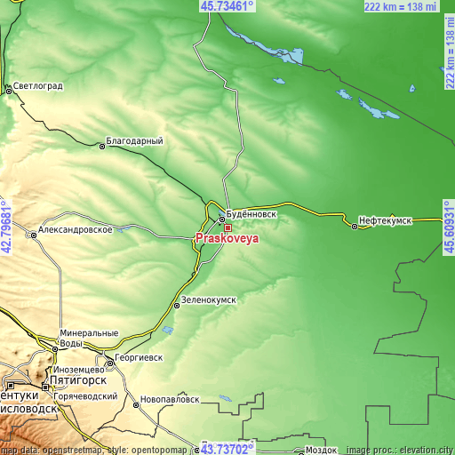 Topographic map of Praskoveya