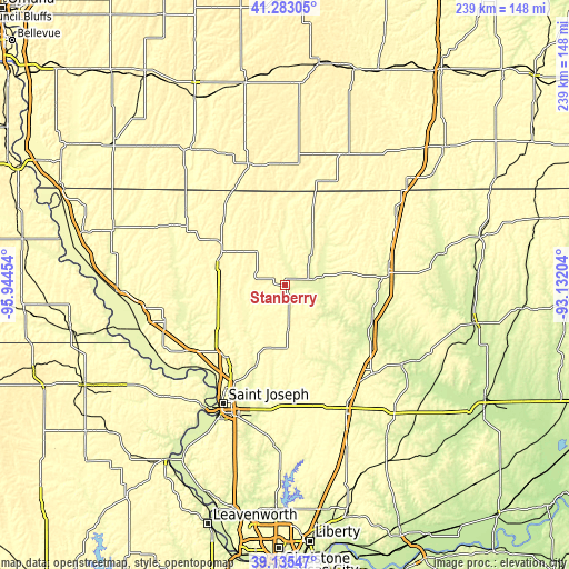 Topographic map of Stanberry