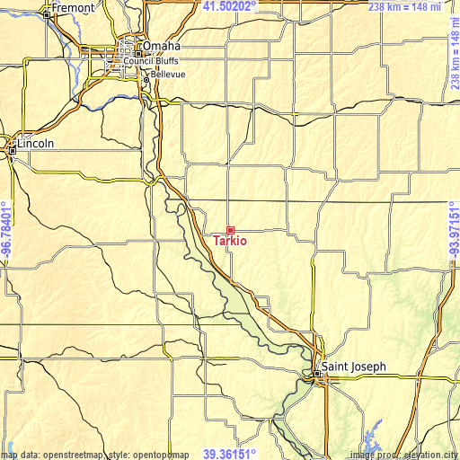 Topographic map of Tarkio