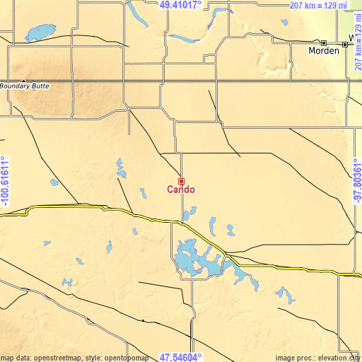 Topographic map of Cando