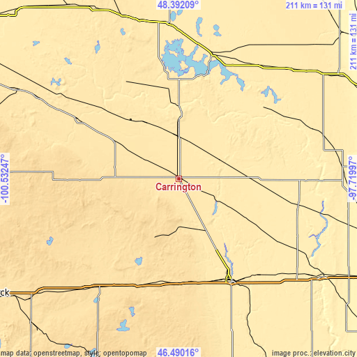 Topographic map of Carrington