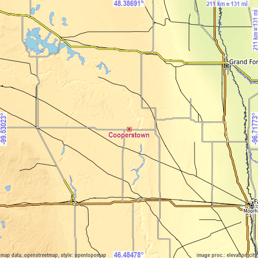 Topographic map of Cooperstown