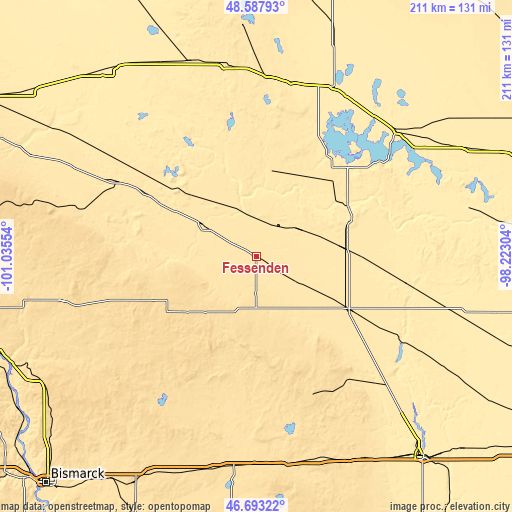 Topographic map of Fessenden