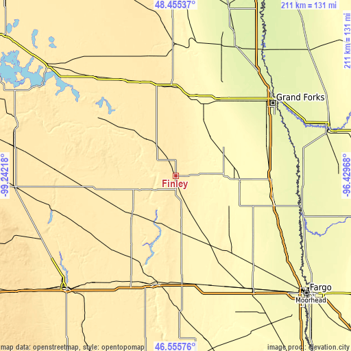 Topographic map of Finley