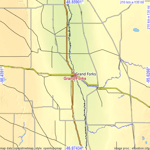 Topographic map of Grand Forks