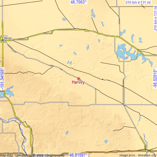 Topographic map of Harvey