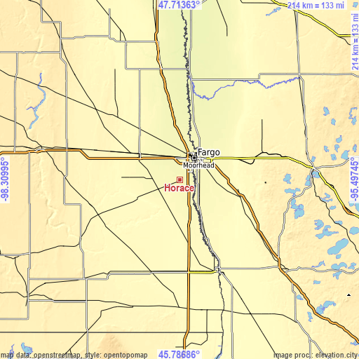 Topographic map of Horace