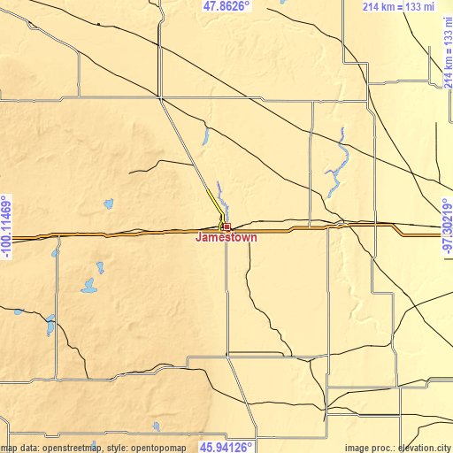 Topographic map of Jamestown