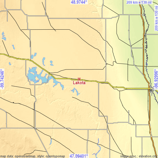 Topographic map of Lakota