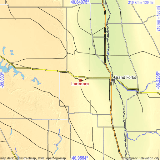 Topographic map of Larimore