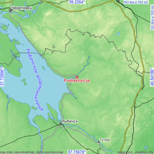 Topographic map of Poshekhon’ye