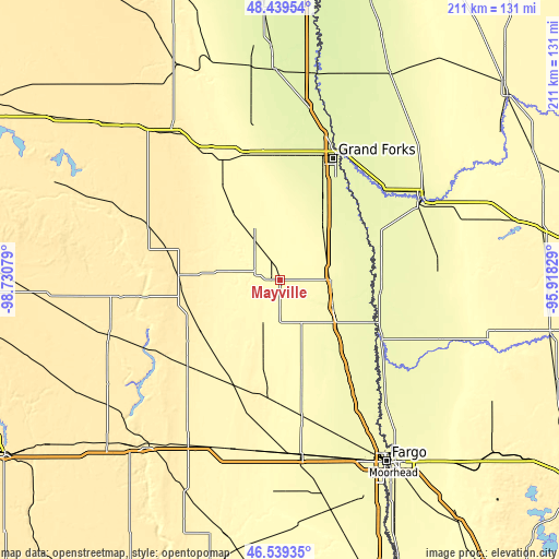 Topographic map of Mayville