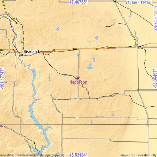 Topographic map of Napoleon