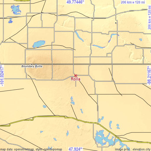 Topographic map of Rolla