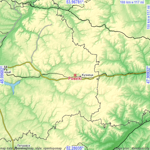 Topographic map of Poselki