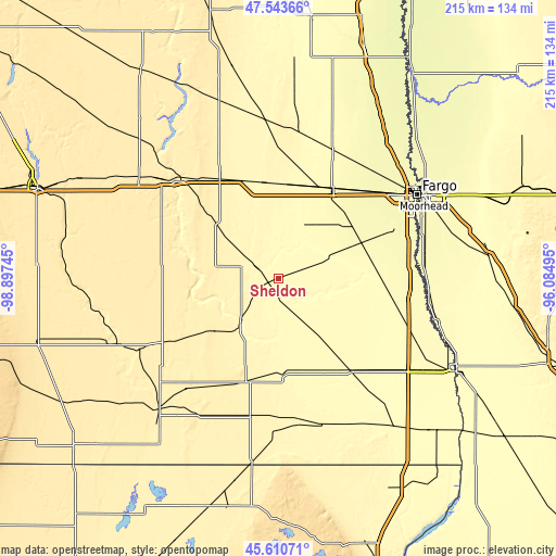 Topographic map of Sheldon