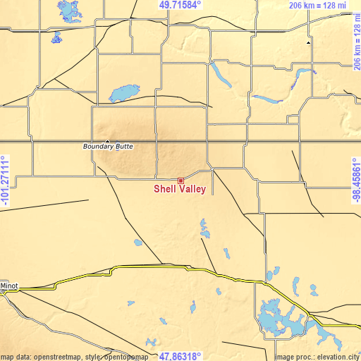 Topographic map of Shell Valley