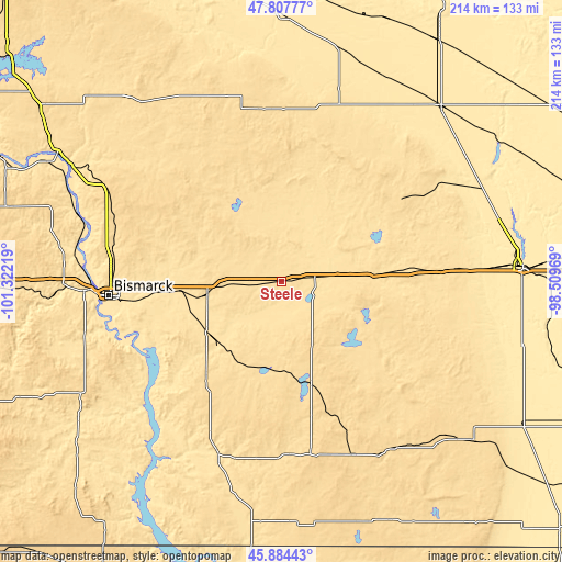 Topographic map of Steele