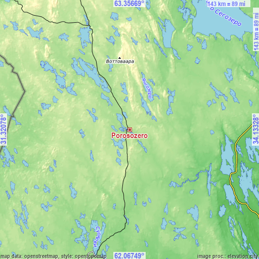 Topographic map of Porosozero