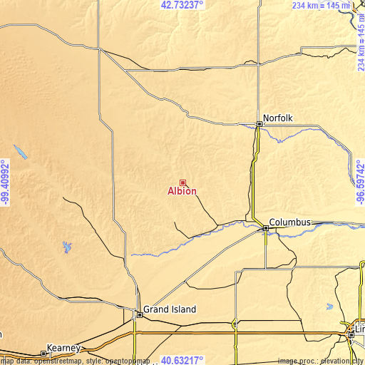 Topographic map of Albion