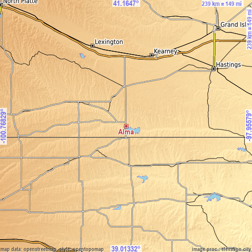 Topographic map of Alma